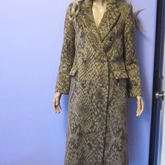 & OTHER STORIES DOUBLE BREASTED WOOL SNAKE PRINT LONG COAT PARIS ATELIER - Picture 11 of 14